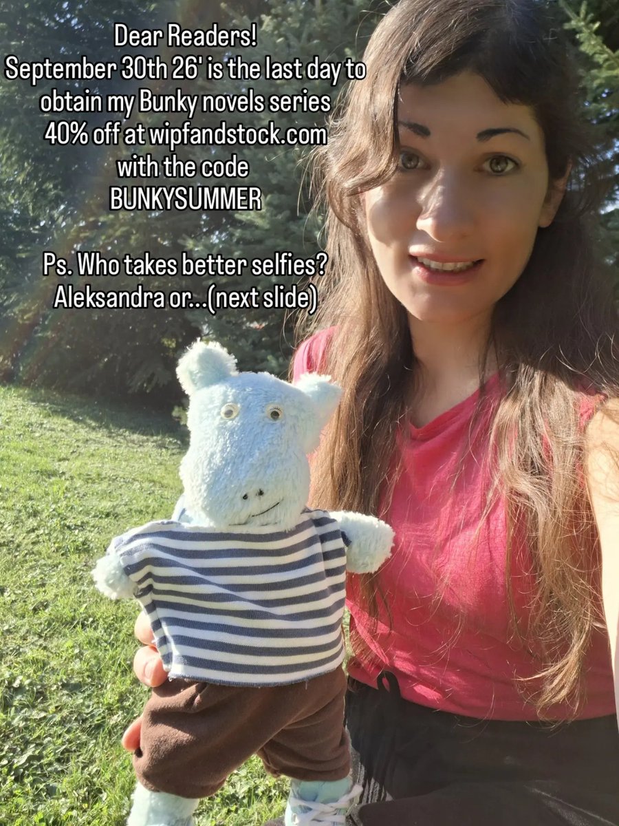 ATryniecka's tweet photo. Sept. 30th 26' is the last day to obtain Bunky's adventures 40% off at: https://t.co/vGDPcmqJ2S with the code: BUNKYSUMMER
On October 1st we are returning to the original price.
Thank you for supporting my work and Bunky's story!🦛🩷✨️If he makes you smile, reach for my novels! https://t.co/shjzIVSDob