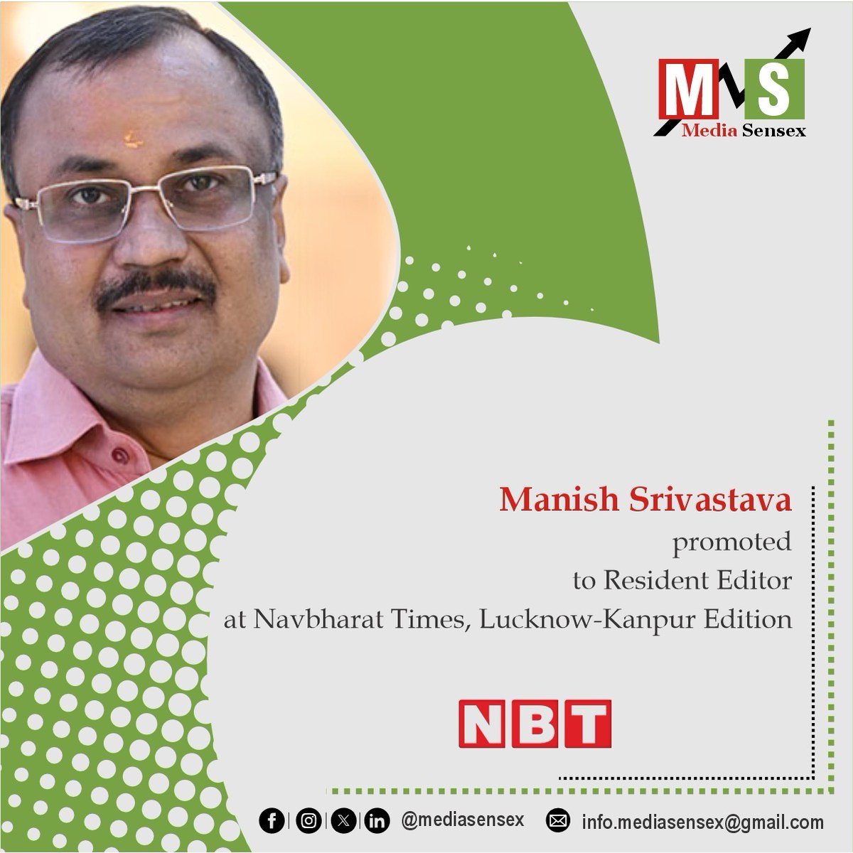 MediaSensex's tweet photo. #ManishSrivastava promoted to #ResidentEditor of #NavbharatTimes (Lucknow-Kanpur Edition)!
Succeeding Sudhir Mishra, the veteran journalist brings rich media experience from #DainikJagran and #AmarUjala to lead the editorial team.
@NavbharatTimes
#PrintMedia #Journalism https://t.co/oUflViGAKu