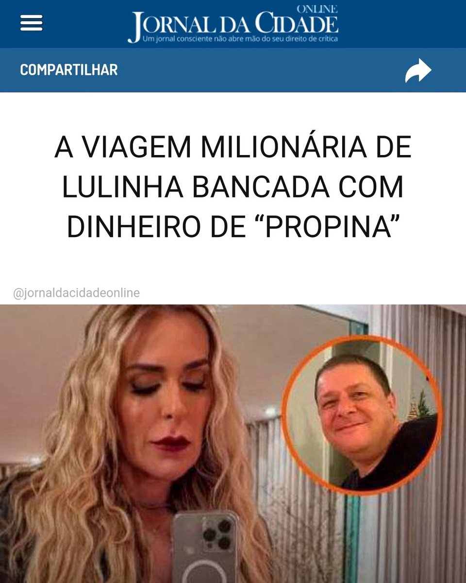 JornalDaCidadeO's tweet photo. A VIAGEM MILIONÁRIA DE LULINHA BANCADA COM DINHEIRO DE “PROPINA”

"A lobista Roberta Luchsinger pagou R$ 1.868.179,66 em uma viagem que fez para a Escandinávia com o filho mais velho do presidente Lula, Fábio Luís da Silva, o Lulinha, e as respectivas famílias, para acompanhar o fenômeno luminoso da aurora boreal em janeiro de 2025. Junto com a filha de Roberta, a esposa de Lulinha e os filhos também participaram do roteiro. A cifra consta de um orçamento obtido pela Polícia Federal (PF) no celular de Roberta com o custo de cada um dos itens de luxo a que o grupo teve acesso na viagem, como mordomo e chef. De acordo com esse material, a aventura custou R$ 266,8 mil por pessoa.

As informações constam em um inquérito sigiloso sobre Lulinha que está sob a relatoria do ministro do Supremo Tribunal Federal (STF) Flávio Dino. Como contamos no blog, a Polícia Federal apura se Roberta e Lulinha cometeram tráfico de influência ao atuarem pelos interesses da fábrica de fertilizantes Unigel.

A viagem, que contou com passagens pela Suécia e Finlândia, além da Suíça, na Europa Central, foi revelada pelo Metrópoles em março passado. Os custos da regalia, contudo, não eram conhecidos até o momento.

Todo o roteiro e os preparativos foram feitos por Roberta com a assessoria de Marina Mantega, filha de Guido Mantega, ex-ministro dos governos Lula e Dilma Rousseff. Marina trabalha na agência TTW, que também organizou outras viagens internacionais realizadas pela lobista, e se apresenta como 'especialista de destinos turísticos de alto luxo' e 'consultora de viagens'.

Ainda segundo os diálogos, Roberta pagou um sinal de R$ 339 mil para fechar o negócio com a TTW em outubro de 2024. O valor consta em diálogos de WhatsApp.

O roteiro contou com uma programação luxuosa que incluía até serviços de chef e mordomo. Nos Alpes Suíços, Roberta e Lulinha e seus familiares ficaram hospedados no luxuoso hotel HUUS Gstaad. O orçamento contemplava ainda passeios de ski por seis dias consecutivos.

Fotos obtidas pela Polícia Federal mostram Lulinha e sua mulher, Renata Abreu Moreira, sorridentes na Suíça, em janeiro de 2025.

Nessa mesma época, em 8 de janeiro, Roberta mobilizou a agência TTW para fretar um jatinho para levá-los da Suíça para Estocolmo, na Suécia, ao custo de R$ 220,8 mil. Dessa forma, para além do roteiro orçado pela TTW, os gastos com a viagem ultrapassam os R$ 2 milhões."

Matéria do Jornal da Cidade Online