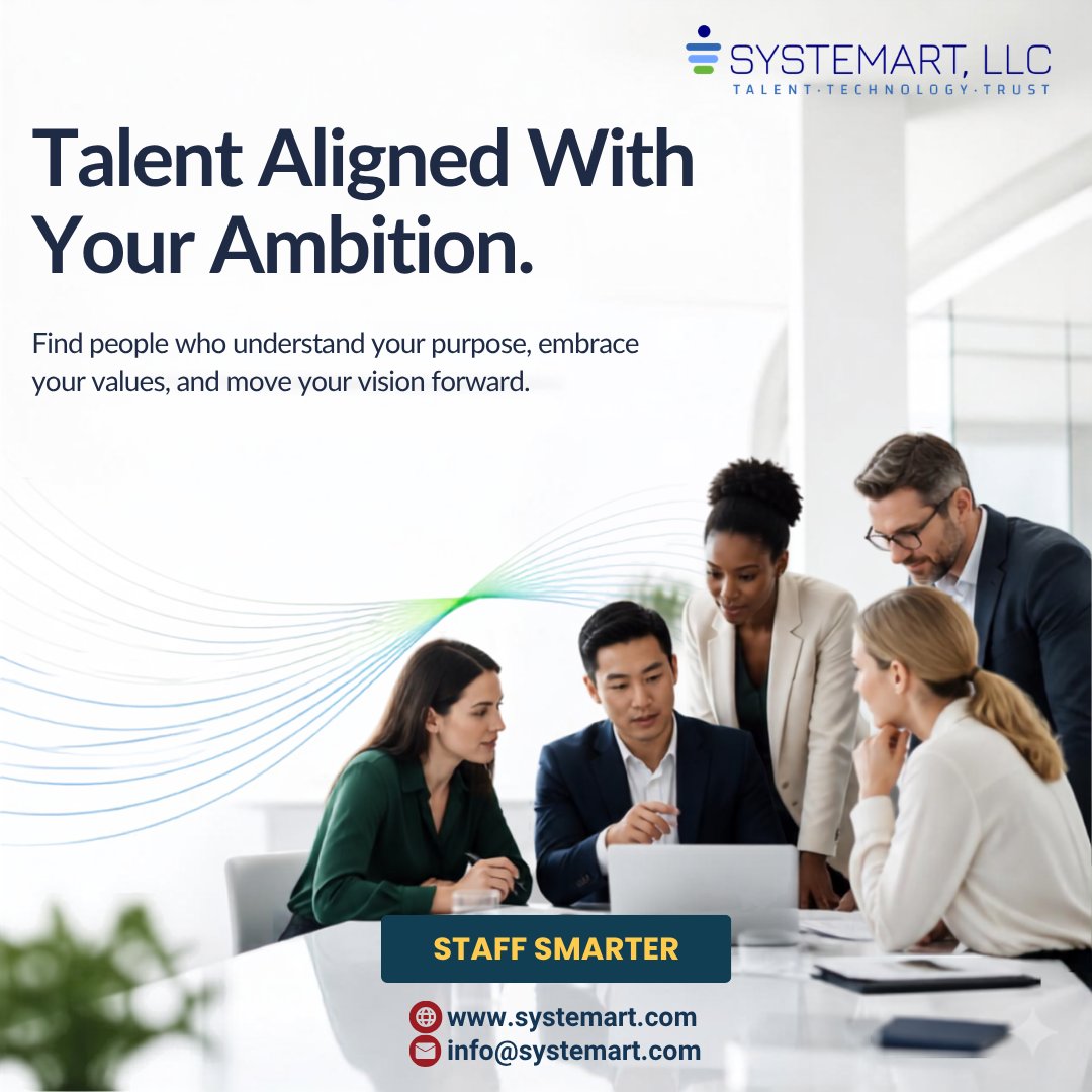 Systemart's tweet photo. 🚀 Great businesses start with the right people.

Find talent that understands your purpose, embraces your values, and helps move your vision forward. 🤝

🎯 Hire with purpose.
💼 Build with confidence.
🚀 Staff smarter.
🌐 https://t.co/6zBmXwYmT7
#Staffing #Recruitment #Hiring https://t.co/vm21TOuNBY