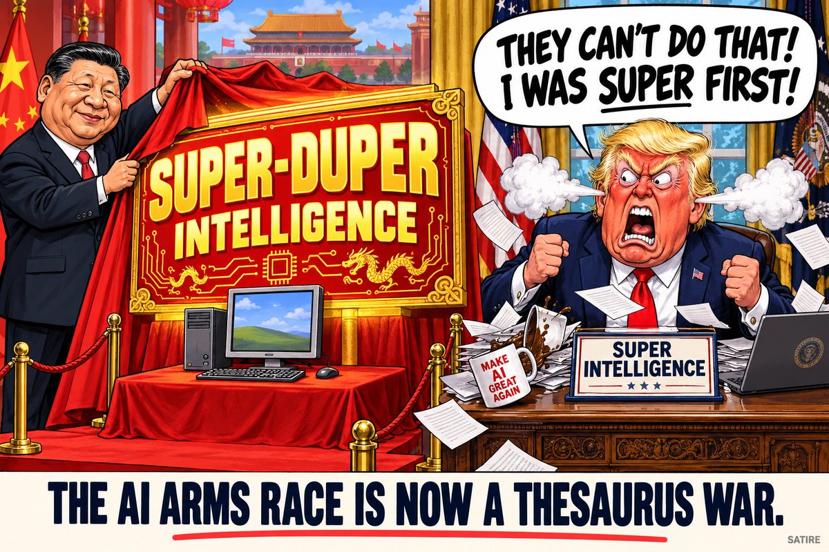 ConserveLetters's tweet photo. Oh he's pissed!!
#SuperDuperIntelligence #China #AI #SI #SuperIntelligence #TrumpIsAFuckingMoron https://t.co/x6xJFdFnr6