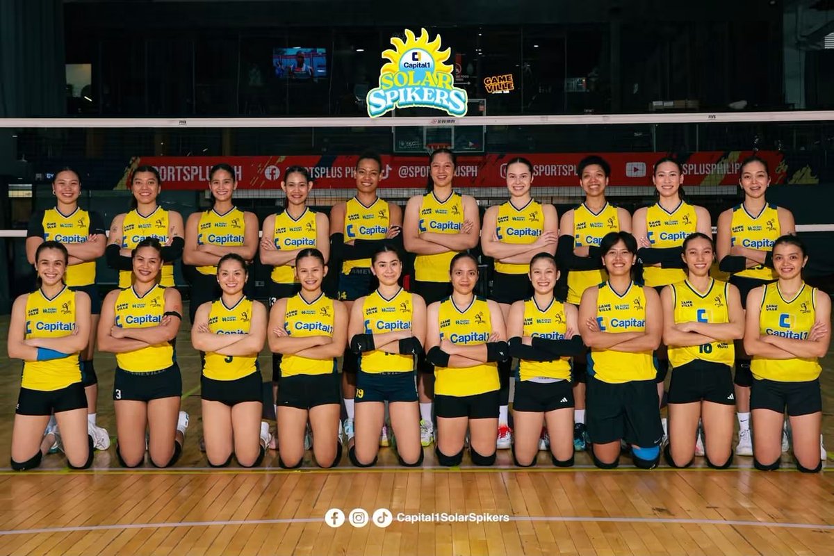unbellavable4's tweet photo. Capital1 Solar Spikers Team Roster (Updated) 💛💙☀️

OH: Belen, Ronquillo, Gandler, Cepada, Adorador
Opp: Santos, Niegos, Jimenez
MB: (C)Gaston, Abbu, Madrigal, Nunag, Galdones, Nuique
Set: Maraguinot, Nabor, Coronel 
Lib: Pepito, Jorvina, Doromal https://t.co/4UKBkB5RPC