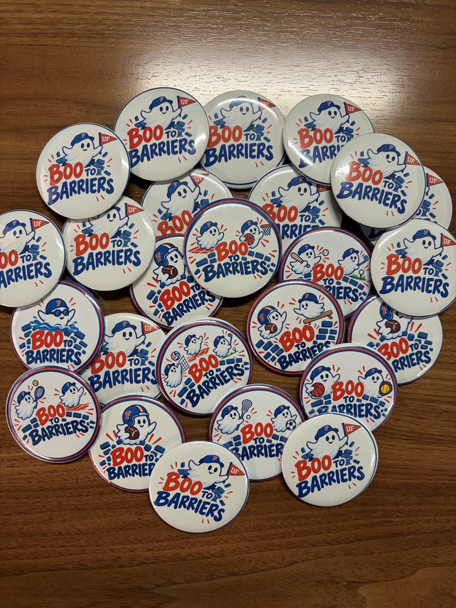 GatorsLearn's tweet photo. Disability Awareness Month is a time to celebrate access, advocacy and the removal of barriers. These Boo to Barriers buttons are a small reminder that accessibility and belonging matter all year long. 👻 #DisabilityAwarenessMonth #BooToBarriers https://t.co/00TTsNi9AG