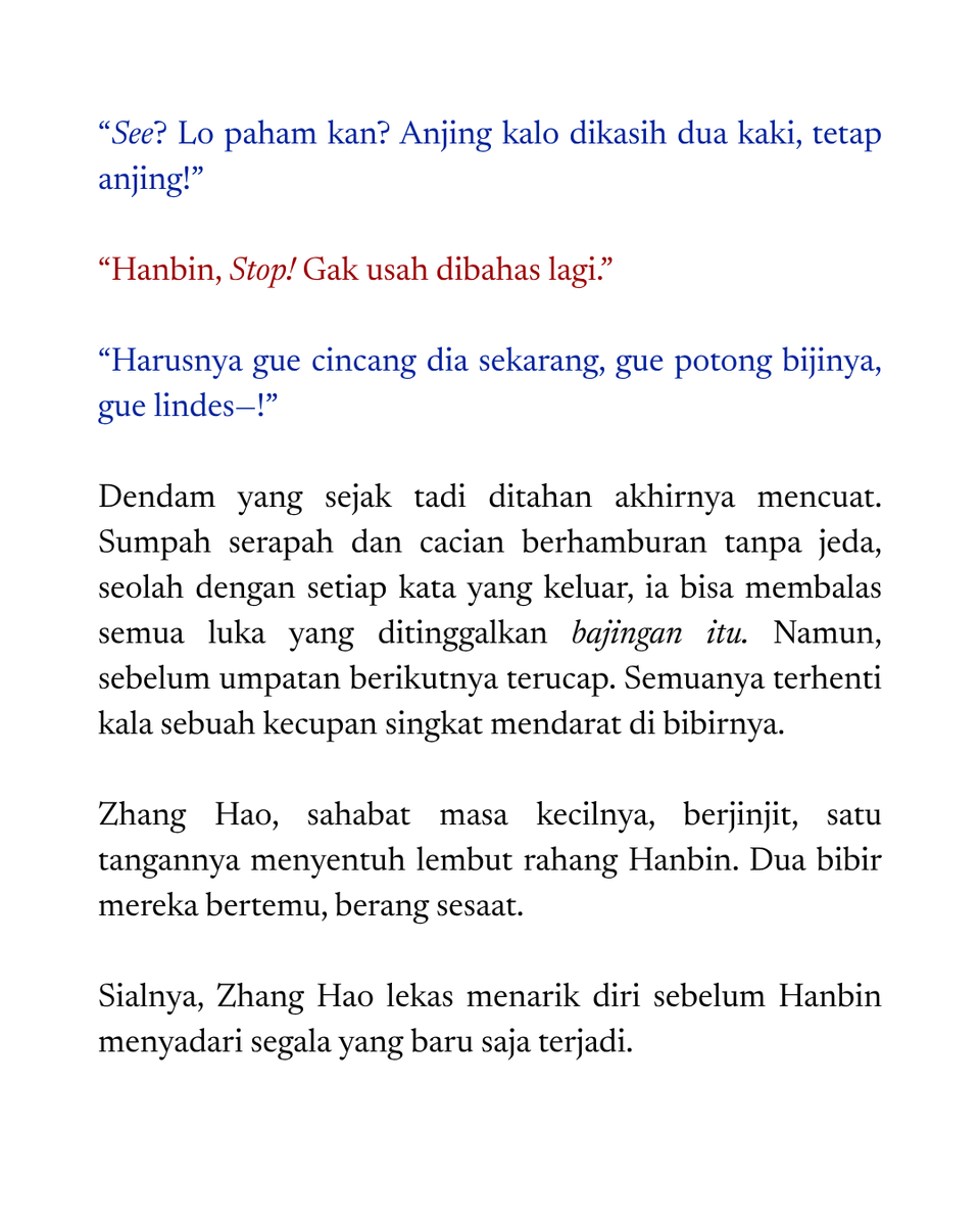 haovis_'s tweet photo. ❝ Kalo lo berhenti jatuh cinta sama cowok brengsek, gue baru bisa berhenti jadi orang jahat.  ❞

binhao / binneul one tweet au https://t.co/Vn4D64WJmL