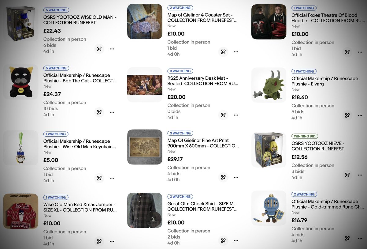 99SlayerTab's tweet photo. #Ebay bidding wars have begun on over 130 items of RuneScape merch donated to @UnitedRune from @Jagex! 👏 

If you’re going to @RuneFest please check out their Ebay listings! 👉 https://t.co/y9jNUelqDP 👈

Here are a few of my favourites which I’m going to try bid for 👍 https://t.co/ZuqeVs5Hdo