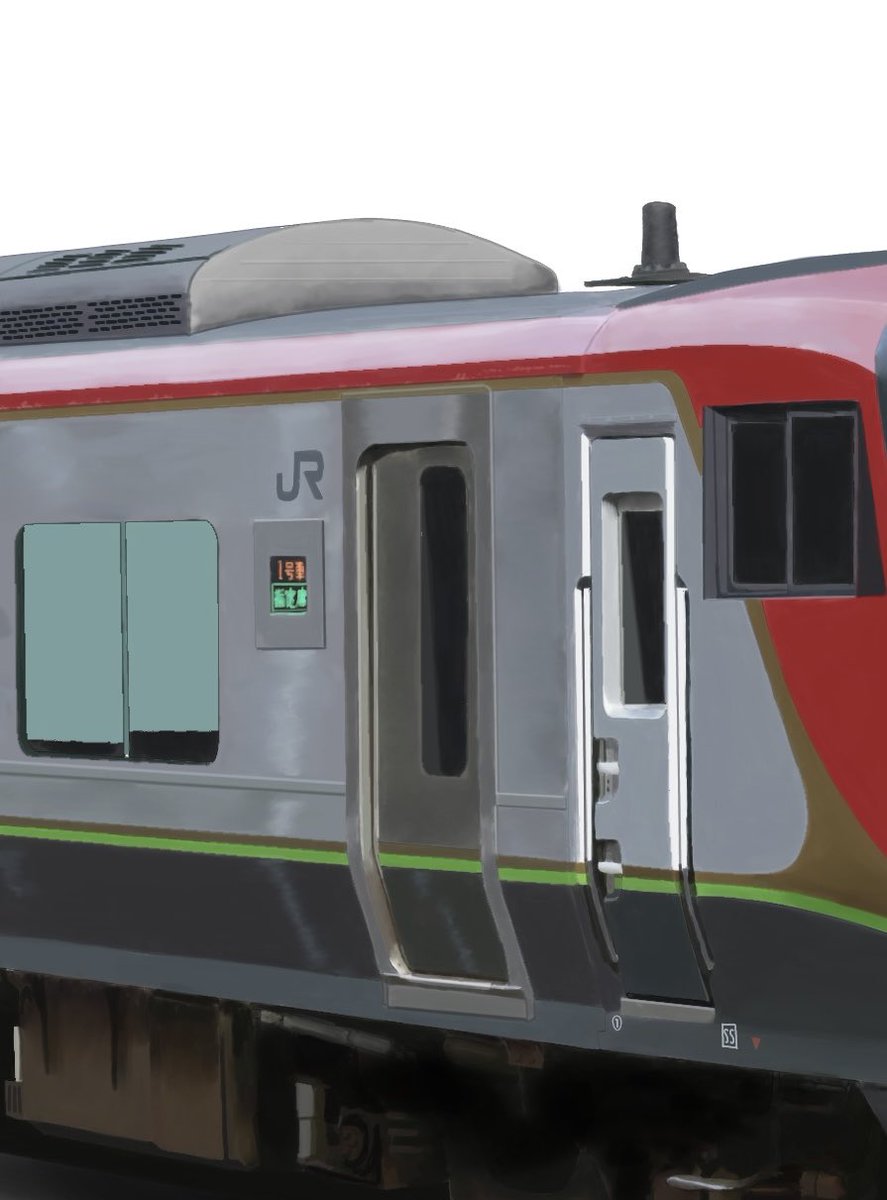 trainandwar's tweet photo. 今回のイラストでは、
貫通幌やステンレス車体独特の光沢の再現を頑張りました〜！
#2700系 https://t.co/ex5YSn1XjR