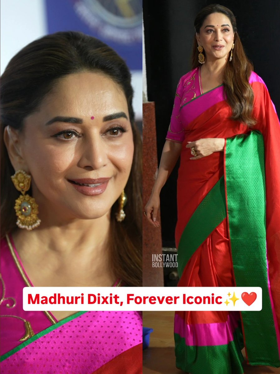instantbolly's tweet photo. Madhuri Dixit was spotted outside the KBC Marathi, looking stunning in a graceful saree. 😍✨

#madhuridixit #kbcmarathi #instantbollywood #gk https://t.co/QIlIUxcEOB