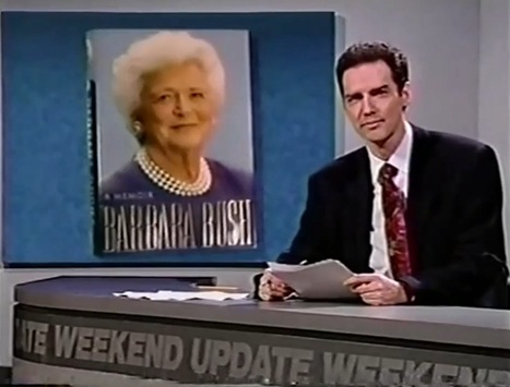NormSNLJokes's tweet photo. Former First Lady Barbara Bush published her memoirs this month. 

Readers were shocked by her revelation that, while living at the White House, she had sex with former President George Bush. https://t.co/Q6naI2hSYl