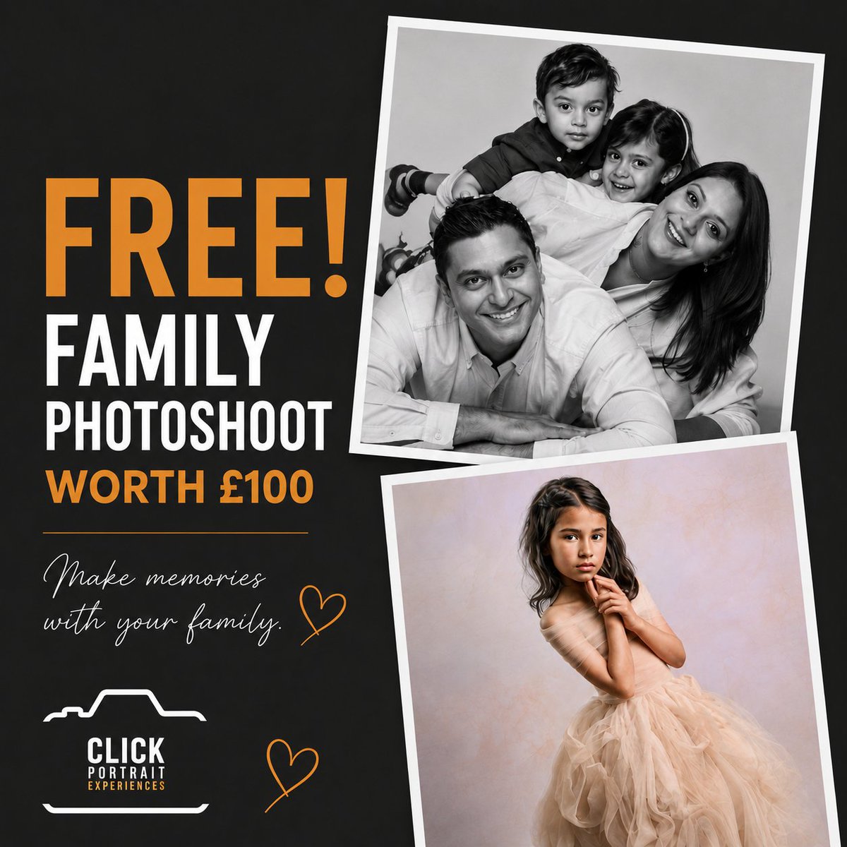 forcesdiscounts's tweet photo. ❤️ For families who show up daily: enjoy a FREE photoshoot + 5"x7" print with Click Portrait Experiences! 💛✨ 👉 Login at https://t.co/JdO6xkjBWe #FamilyTime #CaptureTheMoment #FamilyPhotoshoot #ClickPortraitExperiences #TogetherIsEverything https://t.co/aFFbk1cjnp