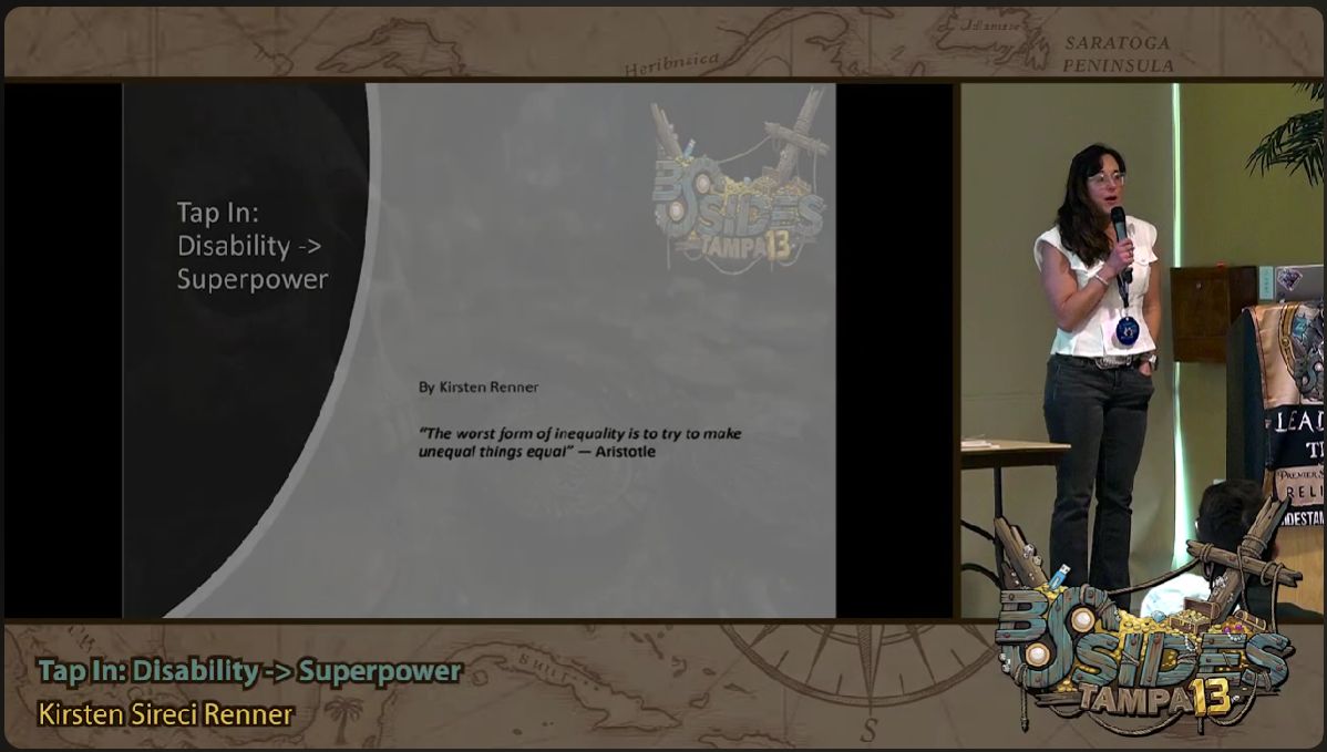 BSidesTampa's tweet photo. Session Recording Announcement: Tap In: Disability - Superpower by Kirsten Sireci Renner

https://t.co/qWmAT9Qmz8 

Subtitle: Turning Disability, Difference, and Disruption into Superpowers

What if the thing you were taught to treat as a weakness is really your strength? https://t.co/OJDha0Xb6J