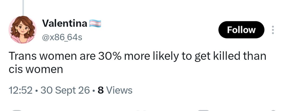 rustynew386's tweet photo. Transwomen are the safest demographic per capita.
In the uk more 'transwomen' have killed than have been killed. https://t.co/k7PhsuTaVW