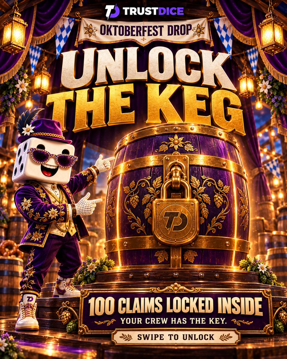 TrustDice's tweet photo. 🔐🥨 100 CLAIMS LOCKED INSIDE. LET’S OPEN IT!
🔗 https://t.co/Kn2asRlTyK

We need:
🔁 100 reposts
❤️ 100 likes
💬 100 comments

Tag 2 friends in your comment 👯

Hit ALL THREE goals to unlock the code! Then it’s a race for 100 claims 👀🔥 https://t.co/QKKHnCVTMK