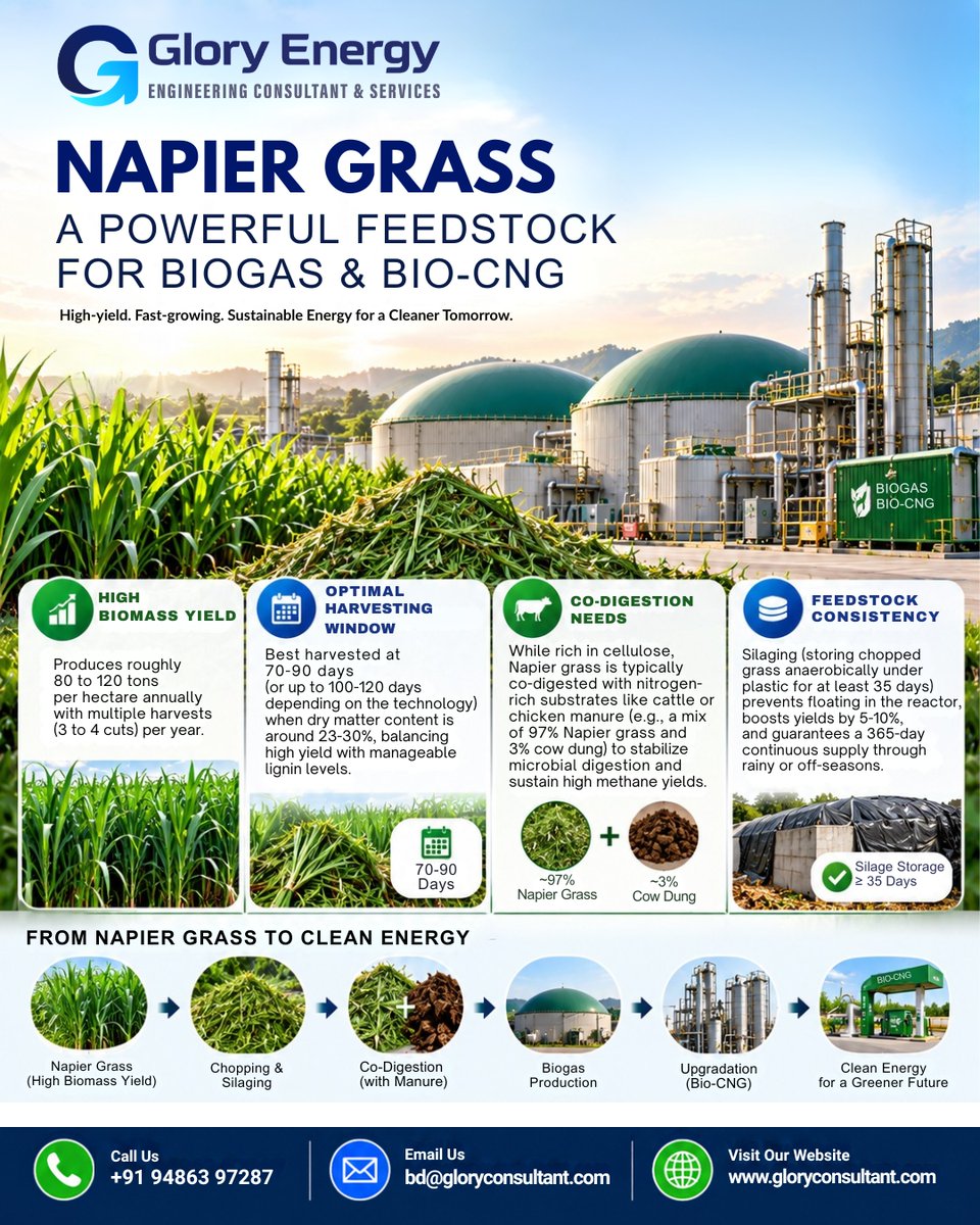 EnergyGlor50505's tweet photo. 🌱 Can Napier Grass Become a Renewable Energy Feedstock?
📞 +91 94863 97287
🌐 https://t.co/IVfciybWbx
#NapierGrass #Biogas #BioCNG #BiomassEnergy #RenewableEnergy #Bioenergy #EnergyEngineering https://t.co/9QfuPkDIOS