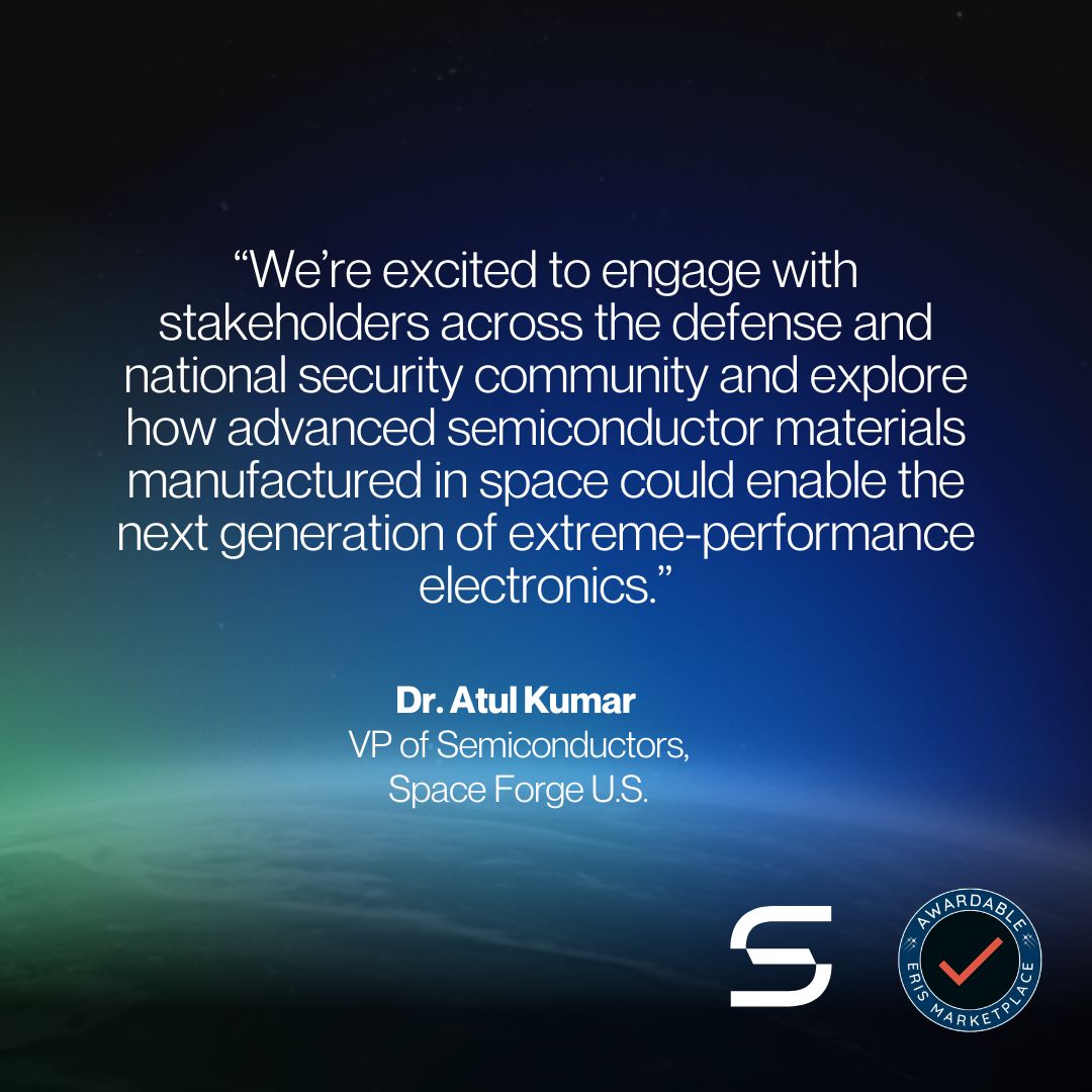 Space_Forge's tweet photo. We’ve been assessed “Awardable” for the @DARPA #ERIS Marketplace.

Our solution “Microgravity Semiconductor Manufacturing: Enabling Extreme Performance Electronics” is available through the ERIS Marketplace for selection by U.S. government customers.

🔗  https://t.co/GLKSeM3imk https://t.co/eW2vCrFlAc