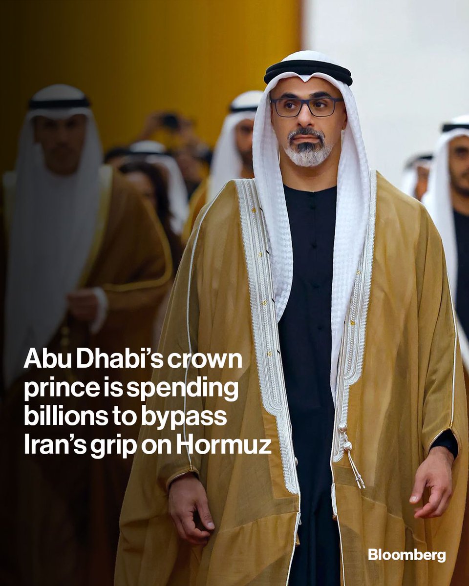 business's tweet photo. Abu Dhabi Crown Prince Sheikh Khaled's $300 billion wealth fund is a key player in the UAE's “Zero Hormuz” strategy — spending heavily on ports and infrastructure to redraw trade routes in the Gulf. Read more: https://t.co/N9cSWTbU8G

📷: Haruna Furuhashi/Pool/Getty Images https://t.co/kpP6OIABB0