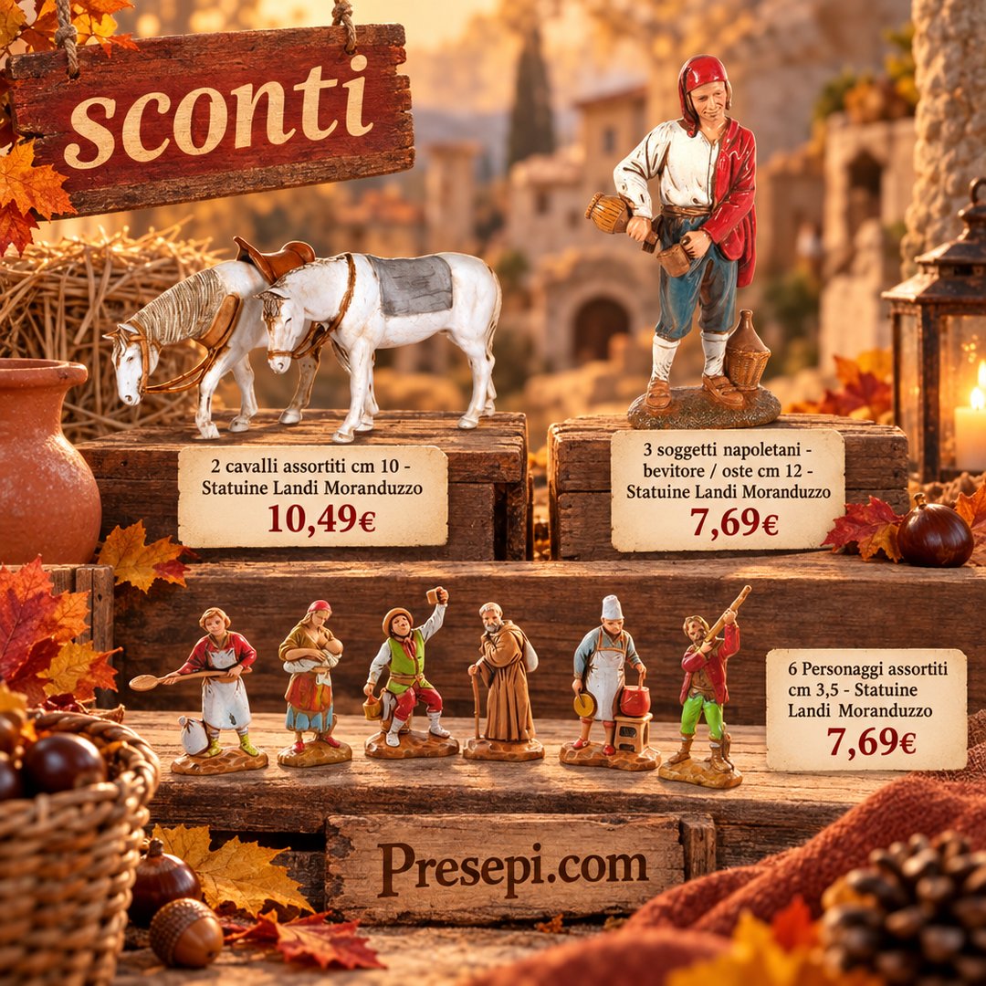 presepi_com's tweet photo. Sconti su https://t.co/ZYm3BAxL7W: 2 cavalli cm 10 (10,49€), 3 soggetti napoletani cm 12 (7,69€), 6 personaggi cm 3,5 (7,69€).
👉 https://t.co/4FRnhUc4Vu
#presepe #natale #sconti https://t.co/QHzyS0fat3