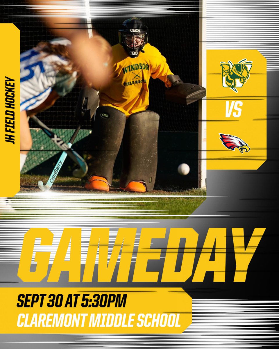 AthleticsWSD's tweet photo. GAMEDAY: JH Field Hockey travels to Claremont, NH to take on the CMS Eagles. Game starts at 5:30pm. #swarmasone https://t.co/ymZSVBKiym