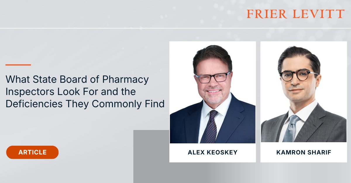 FrierLevitt's tweet photo. What do Board of Pharmacy inspectors look for, and which deficiencies commonly result in findings?

Article 3 of our pharmacy inspection series covers controlled substances, storage, documentation, staffing, compounding and more. 🔗 Read more: https://t.co/yu75D0Pyxx

#PharmacyLaw #PharmacyCompliance #FrierLevitt
