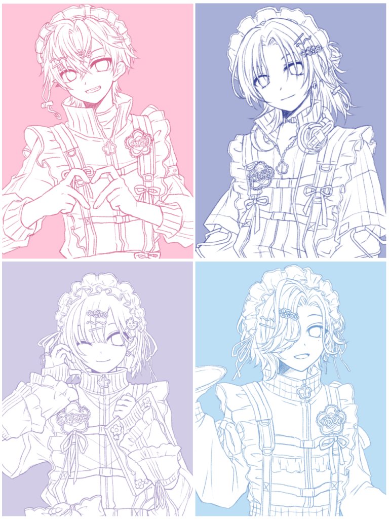 yuzuhaaaaasan's tweet photo. 落描き多めだけどまあまあ描けたな！
スイパラ👑🌸くんは描いたの8/31なんだけど4人のが可愛いからそのまま載せるぜ😉

#今月描いた絵を晒そう https://t.co/lqj0RU2Lf2