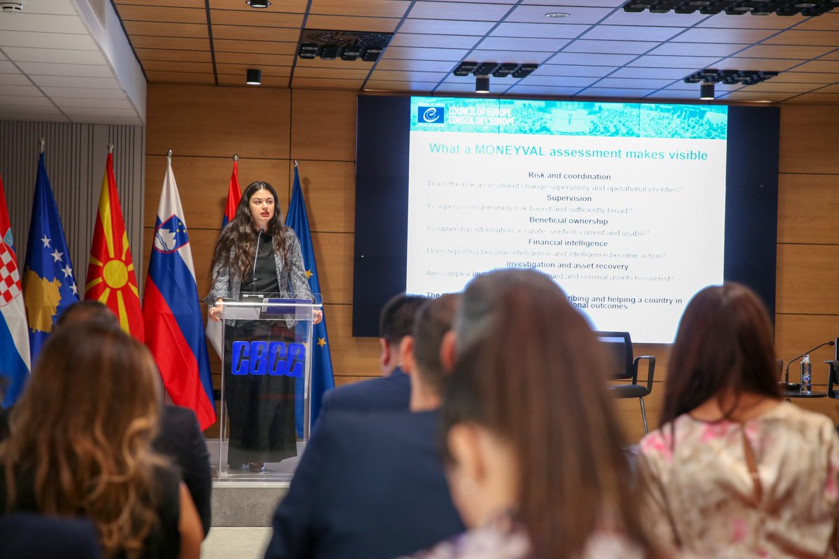 centralnabanka's tweet photo. 🏛️ From Compliance to Effectiveness.
Lorena Ungureanu examines financial crime ecosystems through the MONEYVAL lens - and what effectiveness means for #AMLCFT supervision.
Now at #CBCG in Podgorica. @coe https://t.co/I57cj9Whba