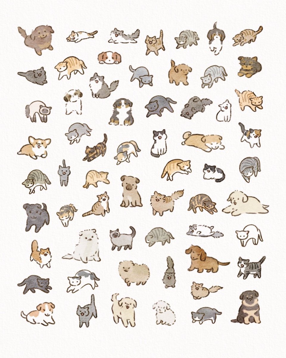 anz_m_'s tweet photo. 今月描いた犬猫まとめ🐶🐱

#今月描いた絵を晒そうㅤ https://t.co/I9pinduL9J