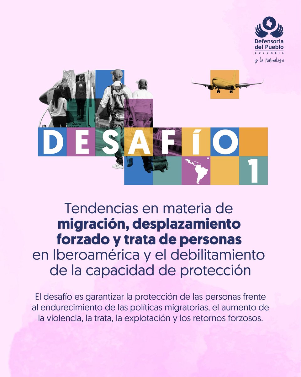 DefensoriaCol's tweet photo. La Defensoría del Pueblo lidera durante tres días la VIII Cumbre Iberoamericana FIO (@OmbudspersonFi) – @RINDHCA, con el propósito de fortalecer la capacidad de articulación, incidencia y respuesta institucional de las instituciones nacionales y subnacionales de derechos humanos de la región frente a los desafíos más urgentes de la movilidad humana.

¿Cuáles son esos grandes retos?

1️⃣ Nuevas dinámicas de movilidad: migración, desplazamiento forzado y trata de personas.
2️⃣ Externalización del asilo: ¿quién garantiza los derechos cuando la protección y el control migratorio se trasladan a terceros países?

🧵👇🏽