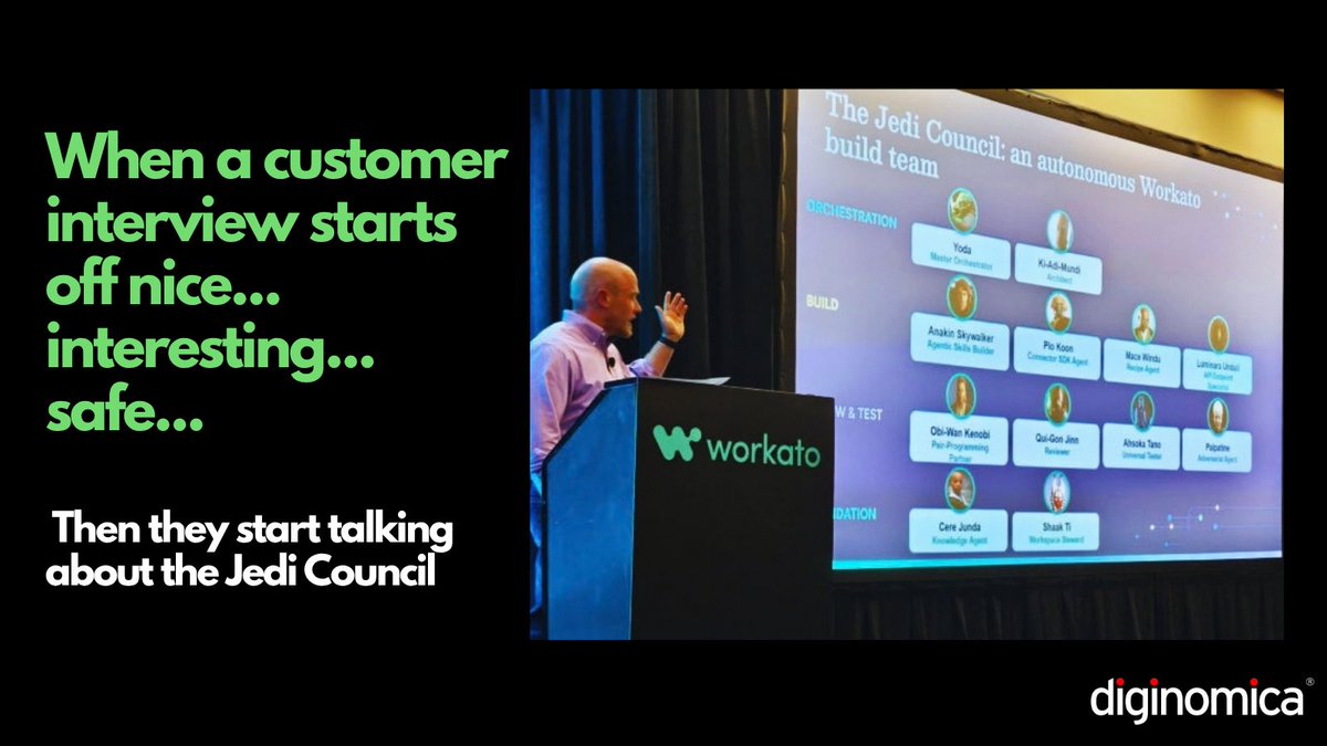 diginomica's tweet photo. At World of @Workato last week in Las Vegas, @iansthomas thought he was just talking to Persefoni’s Matt Palmer about how he was using Workato for automation and AI. But the conversation also went somewhere much stranger, and more interesting: https://t.co/F1m9YsIQys https://t.co/Yd1NYdRamW