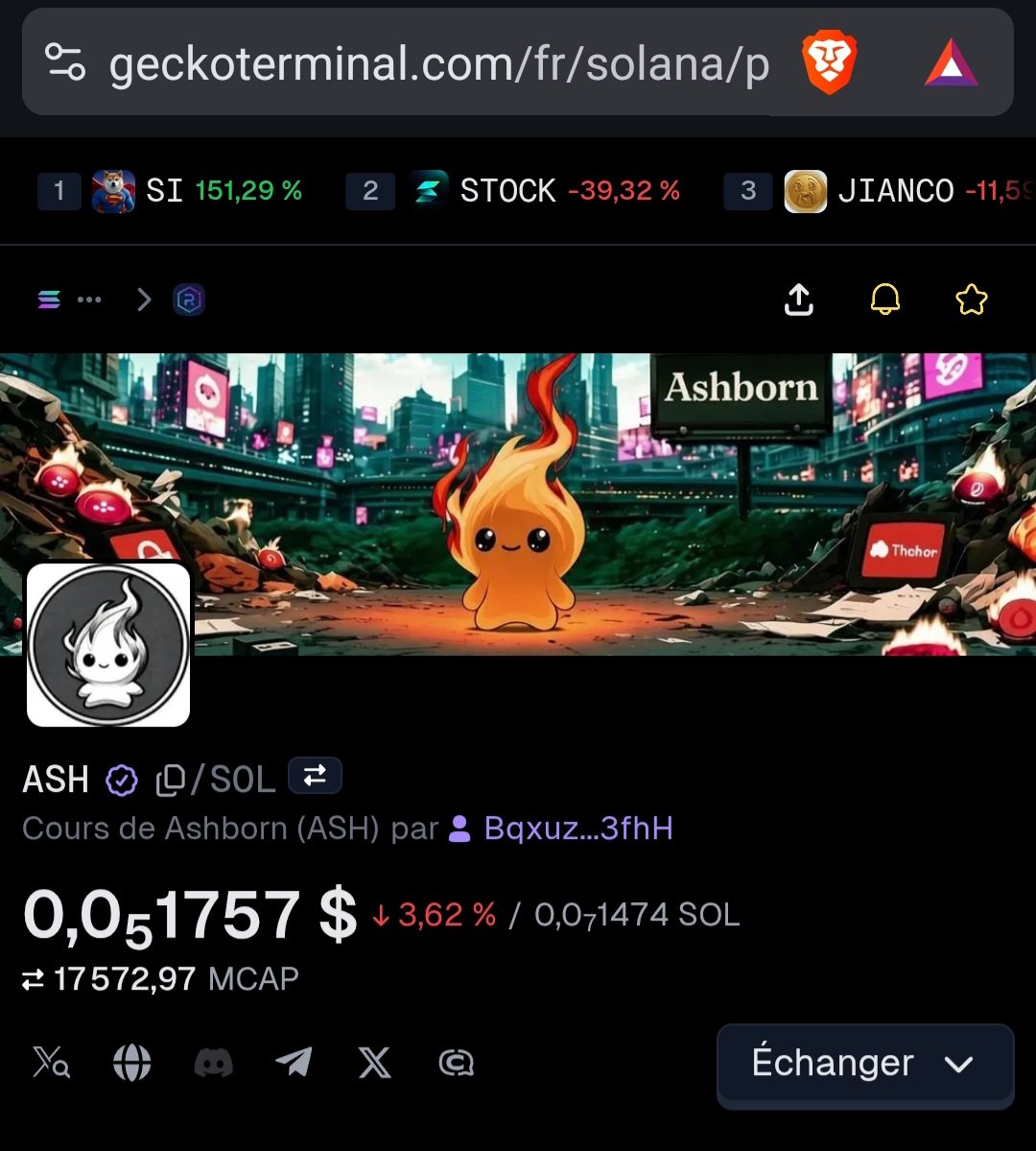 AshbornCoin's tweet photo. 🔥 ASHBORN | $ASH IS VERIFIED ON @GeckoTerminal 🔥

We are now verified on CoinGeckoTerminal. Next step, to be on @coingecko app 🚀 https://t.co/vkY91BwoZY