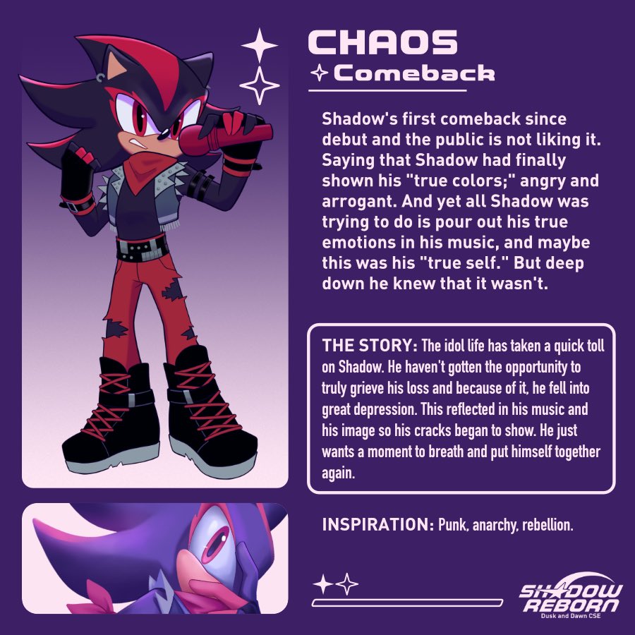 ShadowRebornCSE's tweet photo. 𝐖𝐚𝐧𝐭 𝐭𝐨 𝐥𝐞𝐚𝐫𝐧 𝐦𝐨𝐫𝐞 𝐚𝐛𝐨𝐮𝐭 𝐔𝐥𝐭𝐢𝐦𝐚𝐭𝐞 𝐈𝐝𝐨𝐥?
Take a look of the four different stages of Shadow's idol career and the stories they entail.

🎨 by: @Tokkinela

#shadowreborncse #shadowrebornduskanddawn #ShadowCSE2026 #ShadowTheHedgehog https://t.co/ACqigqUCeN