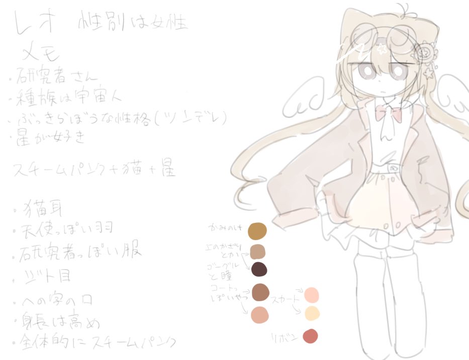 Chocolove_aaa's tweet photo. らくがきと軽く設定かいたやつ https://t.co/Sj7Ejqg0dv