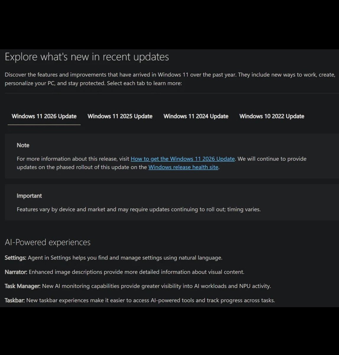Pirat_Nation's tweet photo. Win 11 26H2 is here, with ai agents.. Microsoft is desperate in shoving this tech down the publics throat.

Microsoft is pushing AI agents deeper into Windows 11 with the 2026 update.

On Copilot+ PCs, the Settings app now has an AI agent that can understand what you’re asking for and help you find or change Windows settings.

you can describe what you want in normal language and the agent can help you get there.