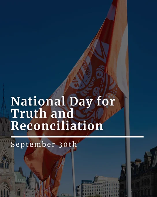 Survivors’ Flag for with text reading: National Day for Truth and Reconciliation, September 30