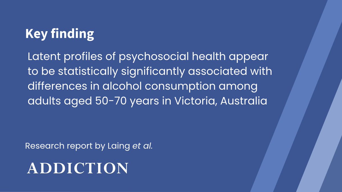 AddictionJrnl's tweet photo. Psychosocial health and hazardous alcohol use among 50- to 70-year-olds: A cross-sectional latent profile analysis in south-east Melbourne, Australia https://t.co/fOUwz9DZP0 https://t.co/aasBfLJhje