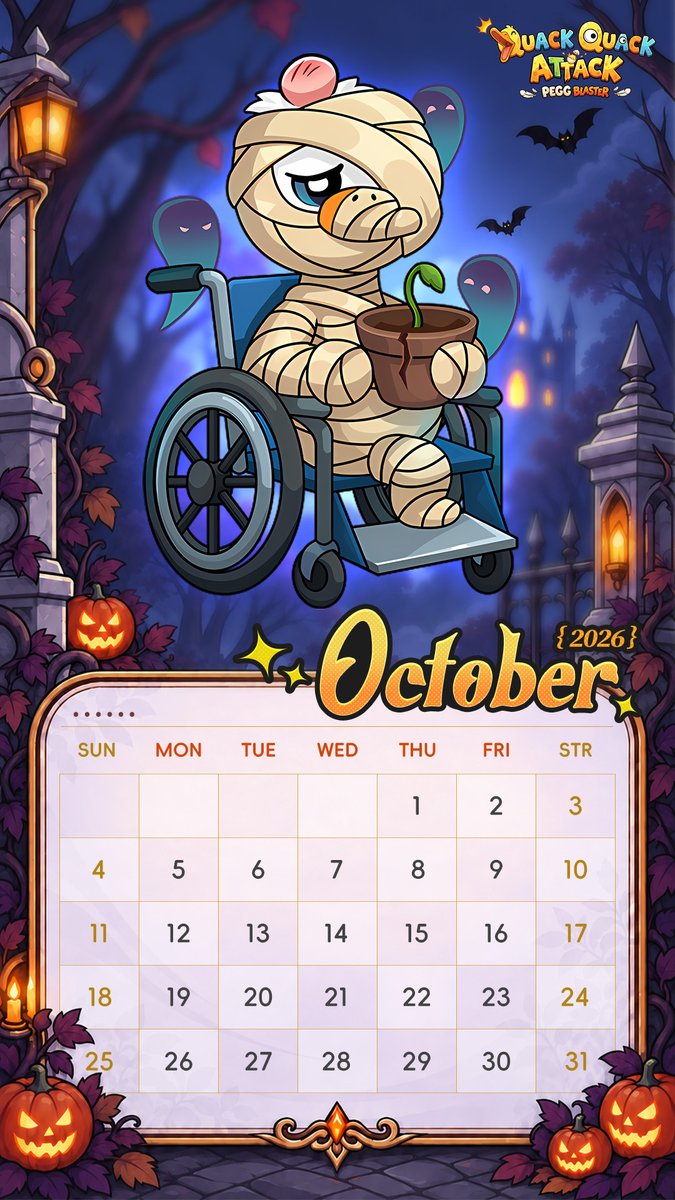 QuackAttackEN's tweet photo. It’s a new month, so naturally, it’s time for a new ducky phone wallpaper!
📅 The October calendar wallpaper is ready! Set it as your background and let the cute ducky keep you company all through October~ https://t.co/V2EBUIdRRc