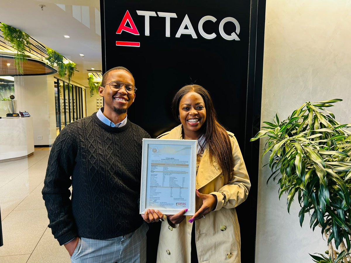 AttacqLimited's tweet photo. 🎉 A proud moment for Attacq!
We’re thrilled to have achieved a Level 1 B-BBEE rating. A huge thank you to our Transformation Team and everyone across Attacq whose commitment and support helped make this possible.
#Attacq #BEELevel1 #Transformation #InclusiveGrowth https://t.co/on4IQL7WcZ