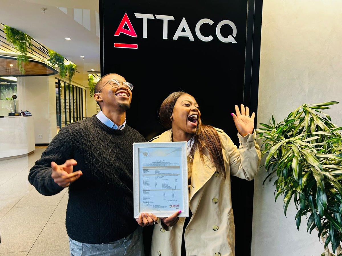 AttacqLimited's tweet photo. 🎉 A proud moment for Attacq!
We’re thrilled to have achieved a Level 1 B-BBEE rating. A huge thank you to our Transformation Team and everyone across Attacq whose commitment and support helped make this possible.
#Attacq #BEELevel1 #Transformation #InclusiveGrowth https://t.co/on4IQL7WcZ
