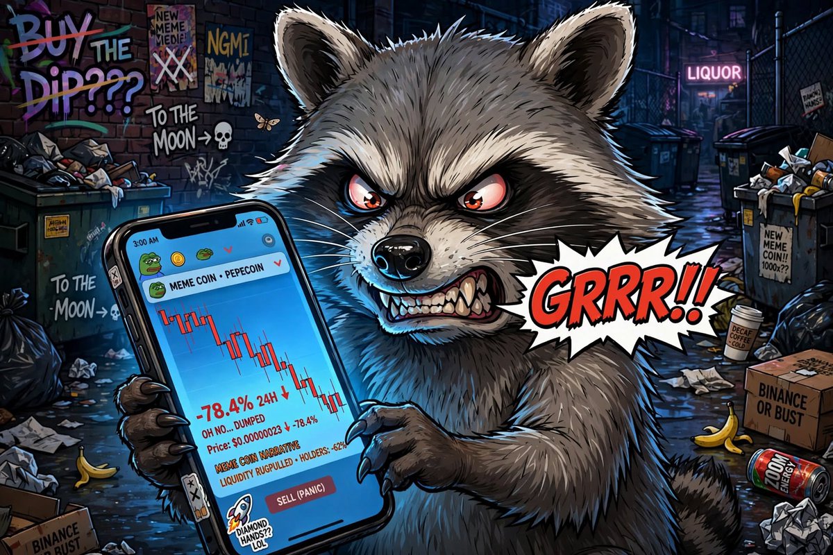 Angryracoooon's tweet photo. He checked his bags.

-78% 

NGMI on the wall. Red candles.

One word: GRRR!! https://t.co/YSkCSeJX1G