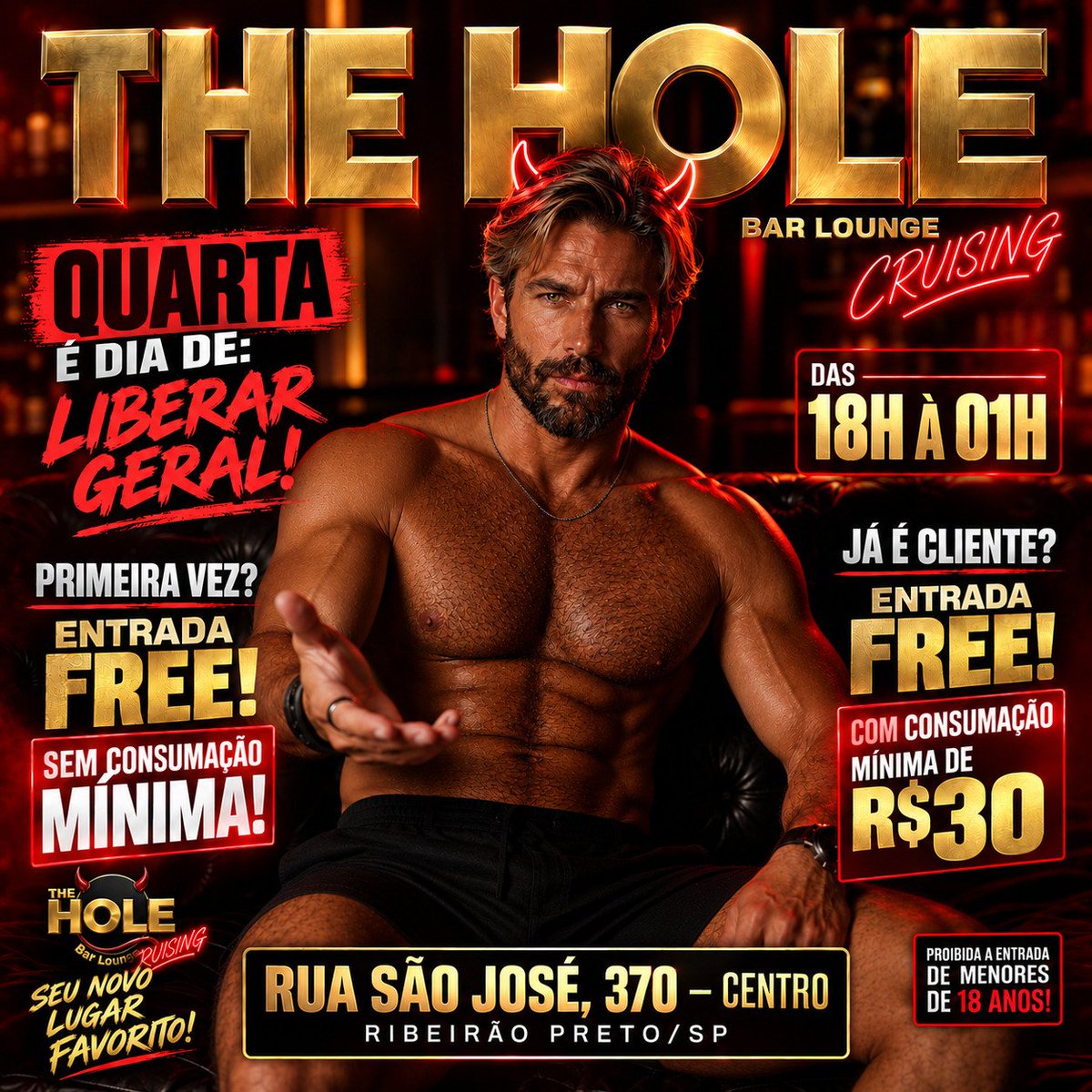 the_hole_rp's tweet photo. Libera Geral! Pois a entrada já é liberada (free)... Só falta você vir para aproveitar!

Obs: EXCLUSIVO para público gay masculino.

Proibido a Entrada de Menores de 18 Anos! 🔞

#theholerp #barlounge #bargay #barcruising #ribeiraopreto https://t.co/a21VtJP8yY