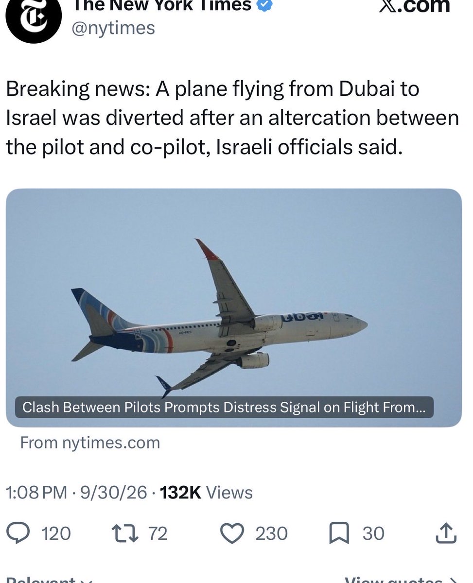mikeeisenberg's tweet photo. Geez @nytimes. Here is an alt headline

“Brave Israelis subdue Muslim Terrorist Pilot and save over 100 passengers averting worst airplane terror incident since 9-11. https://t.co/78KwjWhN5o