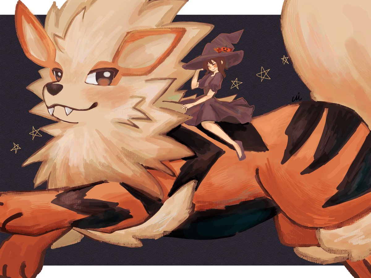 poke0059's tweet photo. 箒より早いよ🎃（ウインディ/ Arcanine）
 #ポケモンイラスト #pokemonfanart https://t.co/FYcJRUdyoh