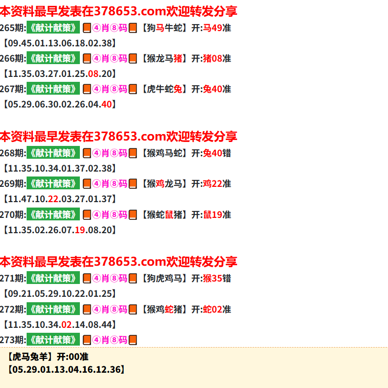 ShererSheila's tweet photo. 273期 ; 四消 八码  敬请期待 https://t.co/bI7oq5CTez
