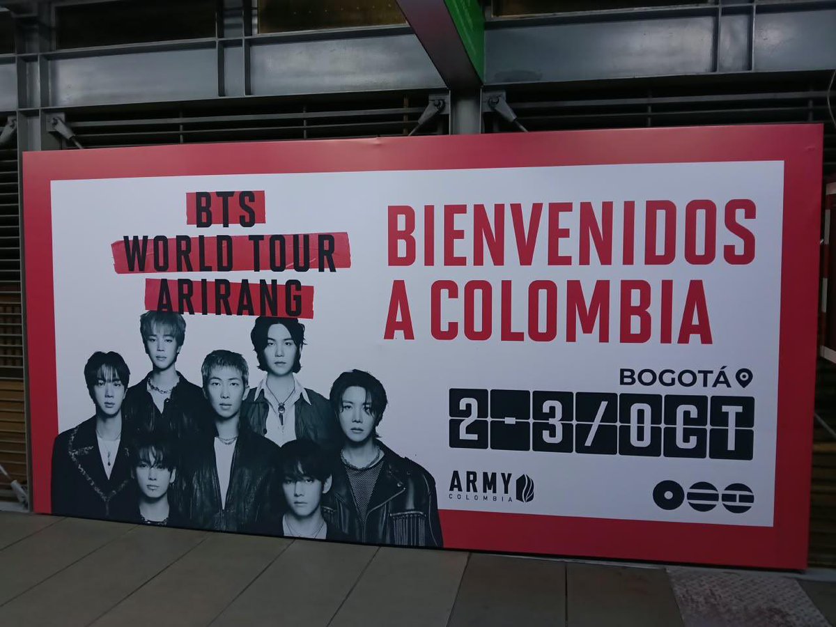 ARMYBogotaCol's tweet photo. BIENVENIDOS A COLOMBIA 🇨🇴💜

Estación del Movistar Arena, lista 🔥💜

#BTS_WORLDTOUR_ARİRANG_BOGOTA https://t.co/Zx3mA2hXrx