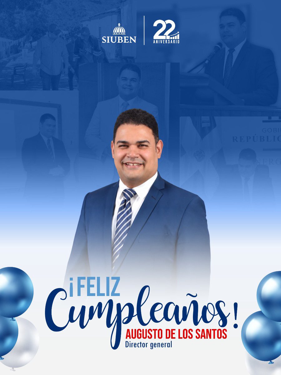 SiubenRD's tweet photo. Hoy, celebramos con alegría el cumpleaños 🎂 🎉🎊de nuestro director general, @AugustDA , una persona comprometida, entregada al servicio y de una gran sensibilidad humana.

Le deseamos muchas bendiciones en este nuevo año, que la paz y la felicidad abunden en su vida. https://t.co/X1OJCPeyb7
