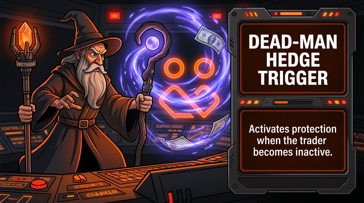 MetradaHedge's tweet photo. Dead-Man Hedge Trigger

Metrada activates a predefined protection strategy when trader activity stops beyond the configured deadline.

No withdrawals. No unauthorized market changes. Just a controlled response designed around the trader’s predefined rules. https://t.co/viN5HJL72J