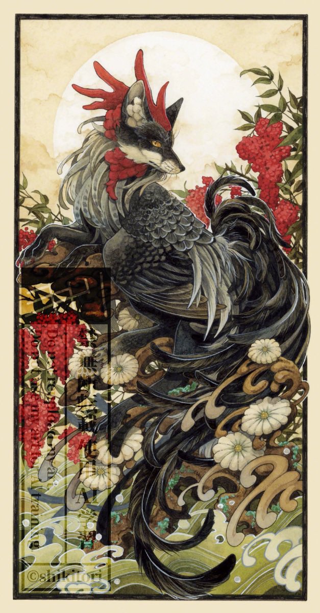 shiki_02's tweet photo. 空想鳥獣品評会2で展示した二点、若冲と北斎 https://t.co/qgzRR02Y4B