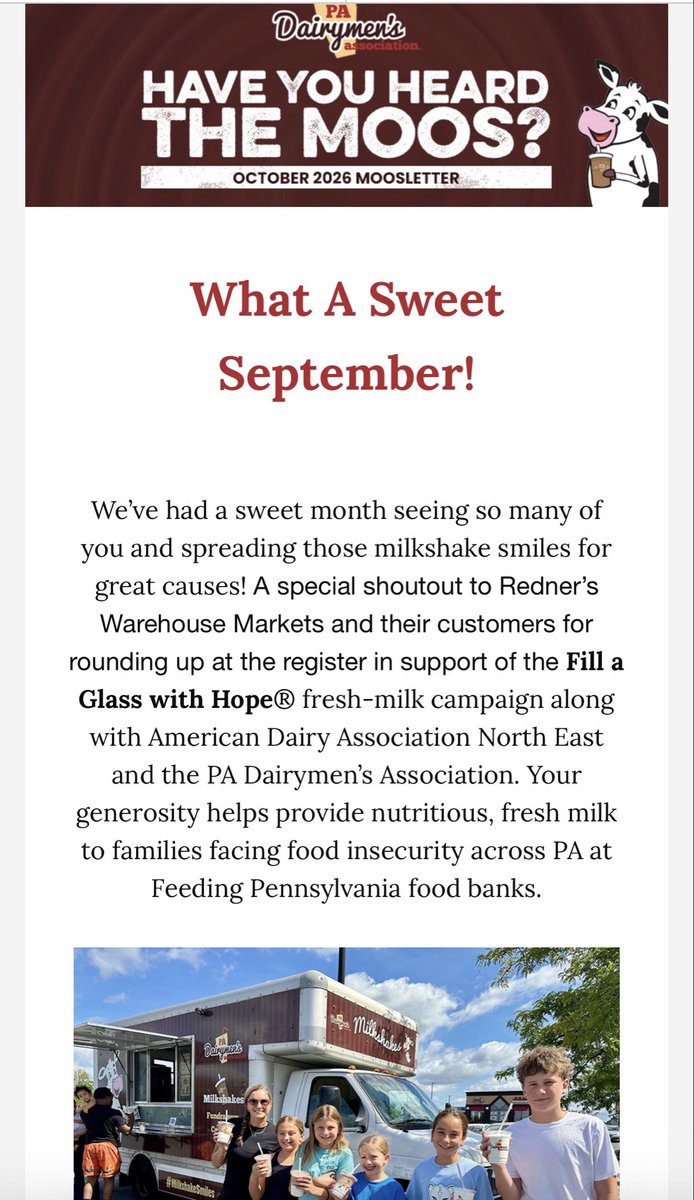 padairymens's tweet photo. What is a cow's favorite newspaper?
Why, the Daily Moos, of course! 🤣
Check out the latest October edition of our very own Moosletter. 
⬇️
https://t.co/NBEpgUseul

#everyshakesupportsacause https://t.co/ZNMh1A78ej