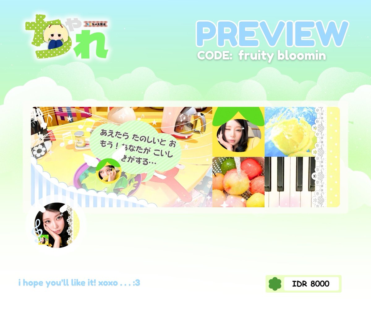 tsuzuumee's tweet photo. help repOst? thank you!

haloha :3 aku ada layout ready stock enami asa sudah free retext! bisa langsung dijemput di tele ataupun DM yaaaps! >___< anyway bisa liat katalog ku yang lain juga hihi <promosi> ☘️

#zonauang https://t.co/H9RdHCw9uG