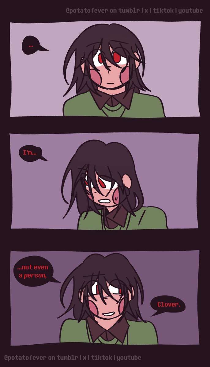 potatofever_'s tweet photo. lunacy [#clover #chara #frisk; #cocoapowder if you squint] https://t.co/5f3mYxSPzV
