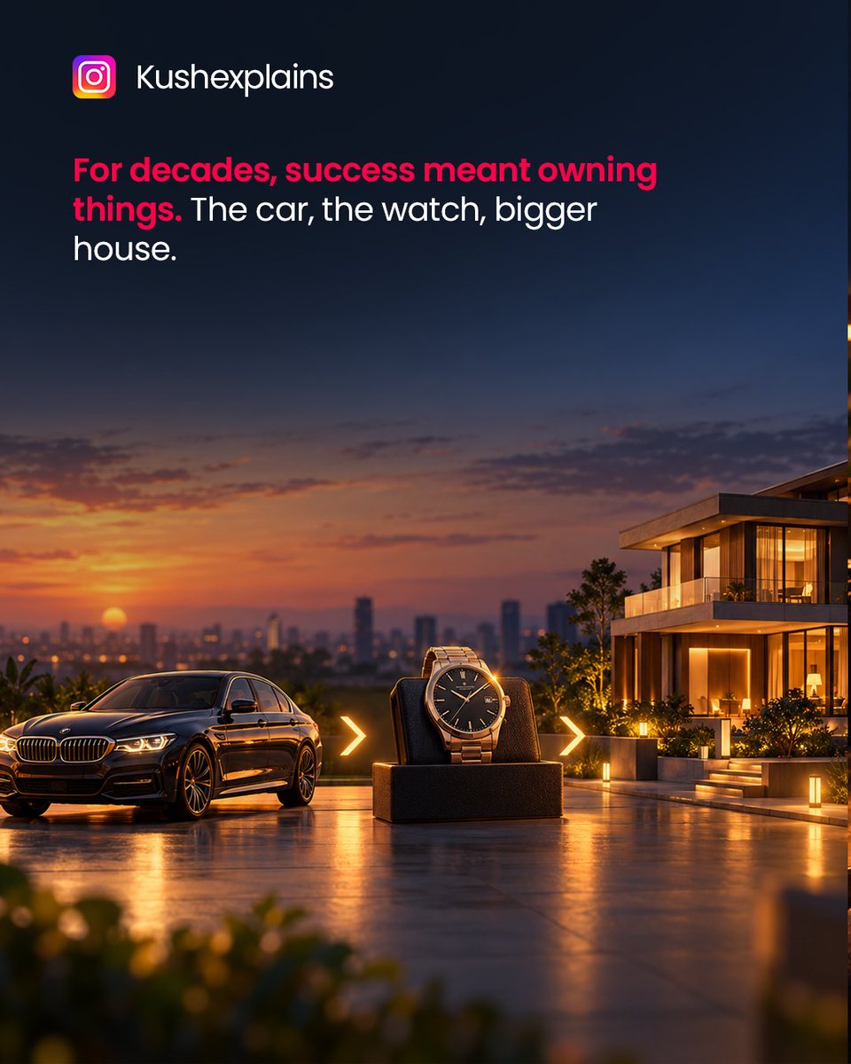 Kushexplains's tweet photo. The new flex isn't a car. It's a boarding pass. ✈️

For decades, success meant owning things. The car, the watch, the bigger house. Now the flex has changed. It's the trip, the concert, the meal, the story worth posting.

Why? A thing impresses once. An experience gets talked about for years. Social media rewards experiences, not possessions. Nobody posts their new refrigerator anymore. They post Bali.

And a new car feels normal within weeks. But a great memory rarely fades. Younger buyers feel it most, they would rather collect experiences than clutter.

Whole industries are shifting with it. Travel, dining, live events and classes are booming, while malls keep losing ground.

Just remember, experiences still have a price. Spend on the ones worth remembering.

Follow @kushexplains for more. 👇

#experiences #spending #moneymindset #personalfinance #genz

Disclaimer:

⚠️ Educational and informational content only. Not financial advice. This is a general observation on spending trends for reflection, not a recommendation on how to spend or invest. Not a sponsored post.

[experiential spending, experience economy, spending habits, Gen Z spending, Gen Z consumers]