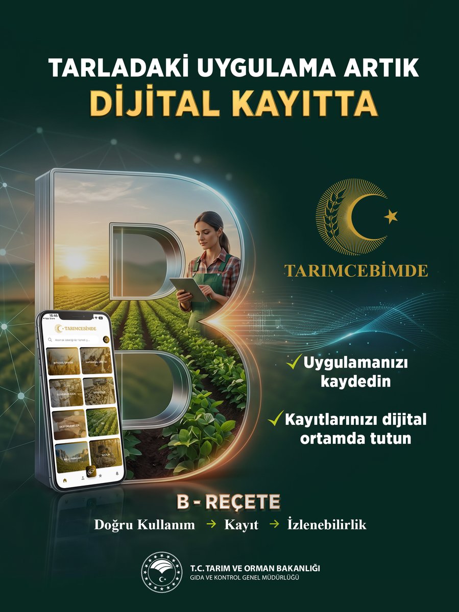 GidaveKontrolGM's tweet photo. 📱🌱 Tarladaki uygulama artık dijital kayıtta!
Bitki koruma ürünü uygulama kayıtları Tarım Cebimde mobil uygulaması üzerinden yapılabiliyor.
Böylece üreticiler, yaptıkları bitki koruma uygulamalarını dijital ortamda kayıt altına alabiliyor; #BReçete sürecinde kayıt ve izlenebilirlik birlikte yürütülüyor.
@TCTarim @ibrahimyumakli